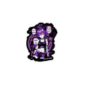 D42 Multiverse Cyberpunk Anime Catgirl Vinyl Sticker wasserfester Aufkleber lila schwarz glitch design 3x3 mit sprechblasen als kiss cut