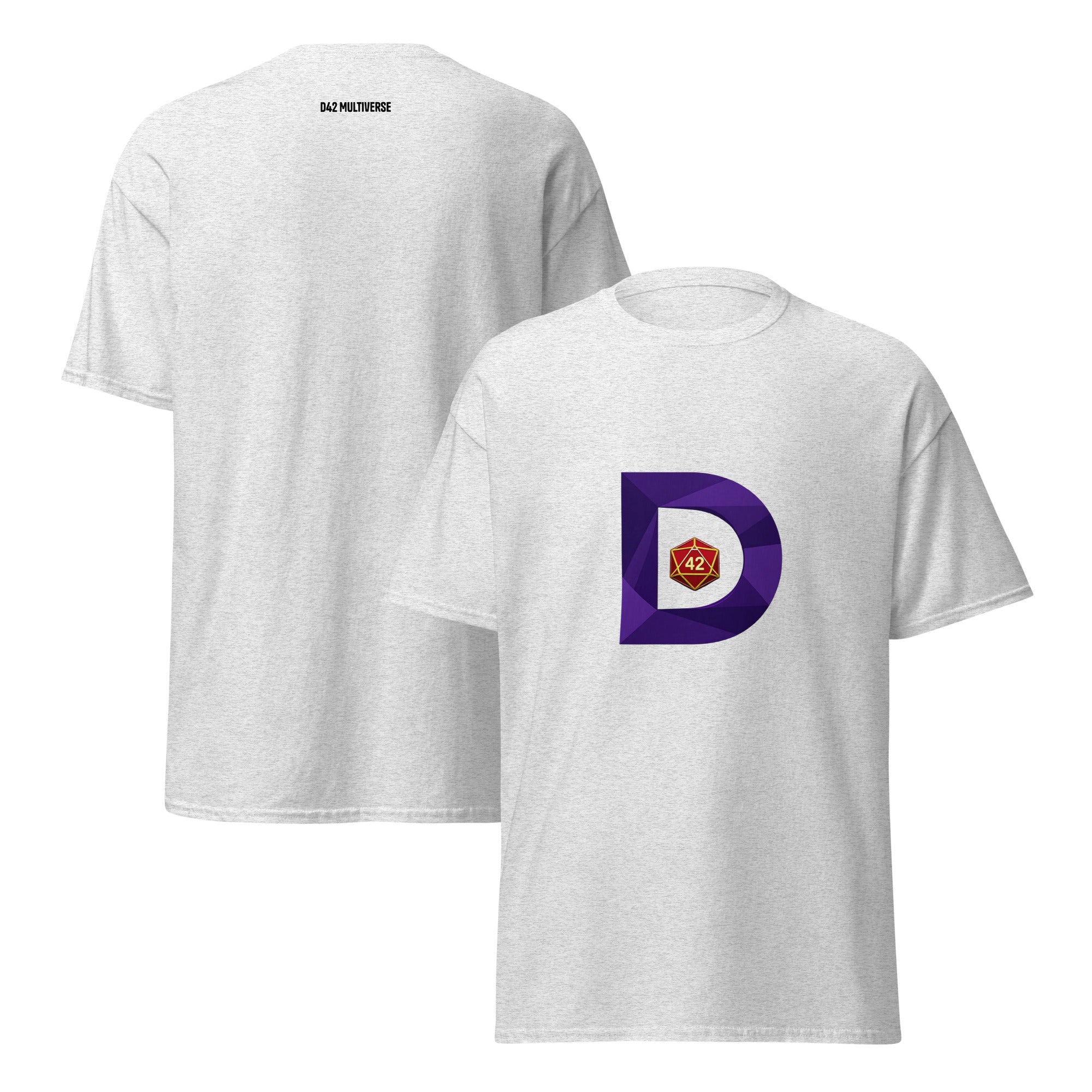 D42 Multiverse Logo Shirt – Front - und Rückansicht in Ash | D42 Multiverse