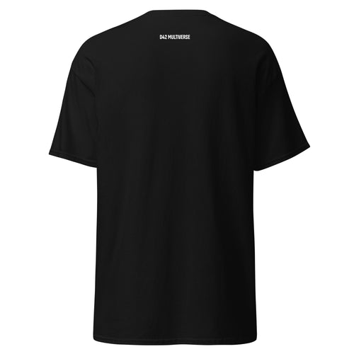 AuDHD T-Shirt - Schwarz, D42 Multiverse Schriftzug, Rückansicht.