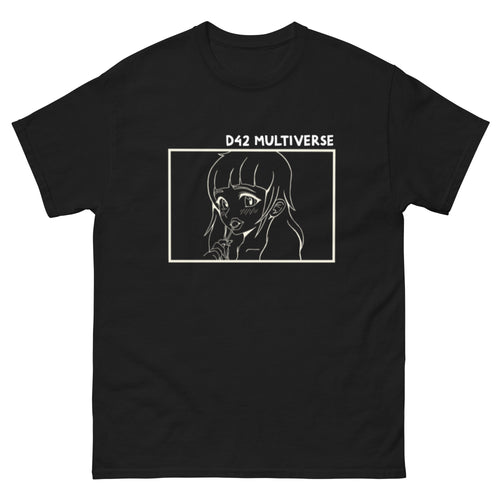 Anime Lolligirl T-Shirt weißer Print – Frontansicht Schwarz | D42 Multiverse