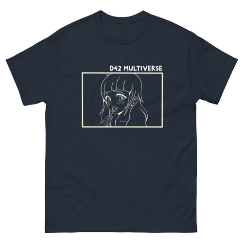 Anime Lolligirl T-Shirt weißer Print – Frontansicht Navy | D42 Multiverse