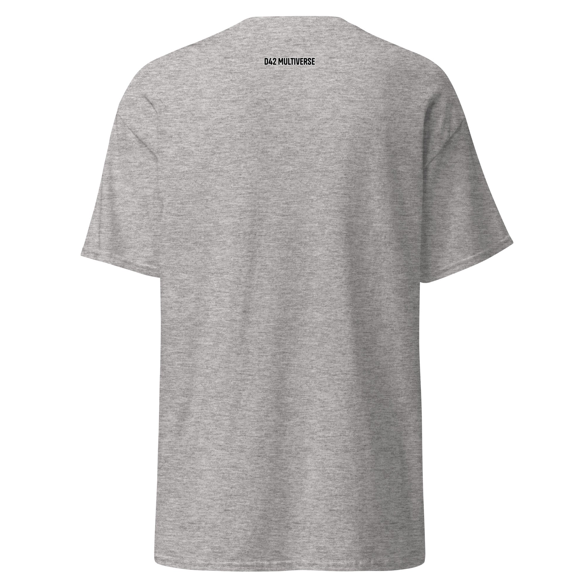 D42 Multiverse Logo Shirt – Rückansicht in Grau | D42 Multiverse