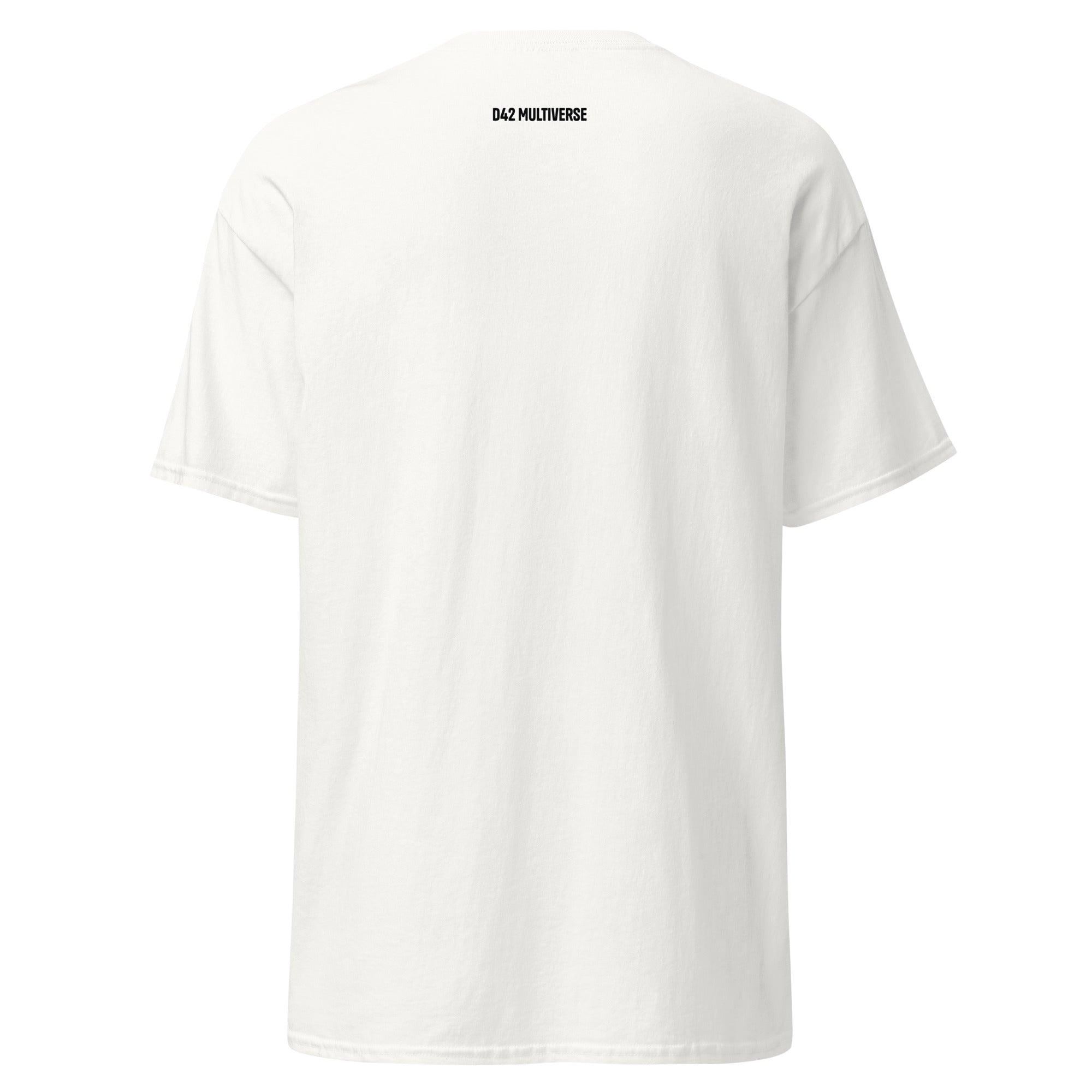 D42 Multiverse Logo Shirt – Rückansicht in Weiß | D42 Multiverse