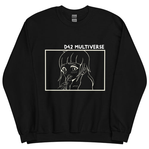 D42 OC Anime Lolligirl Pullover – Schwarz,  Frontansicht mit Design | D42 Multiverse