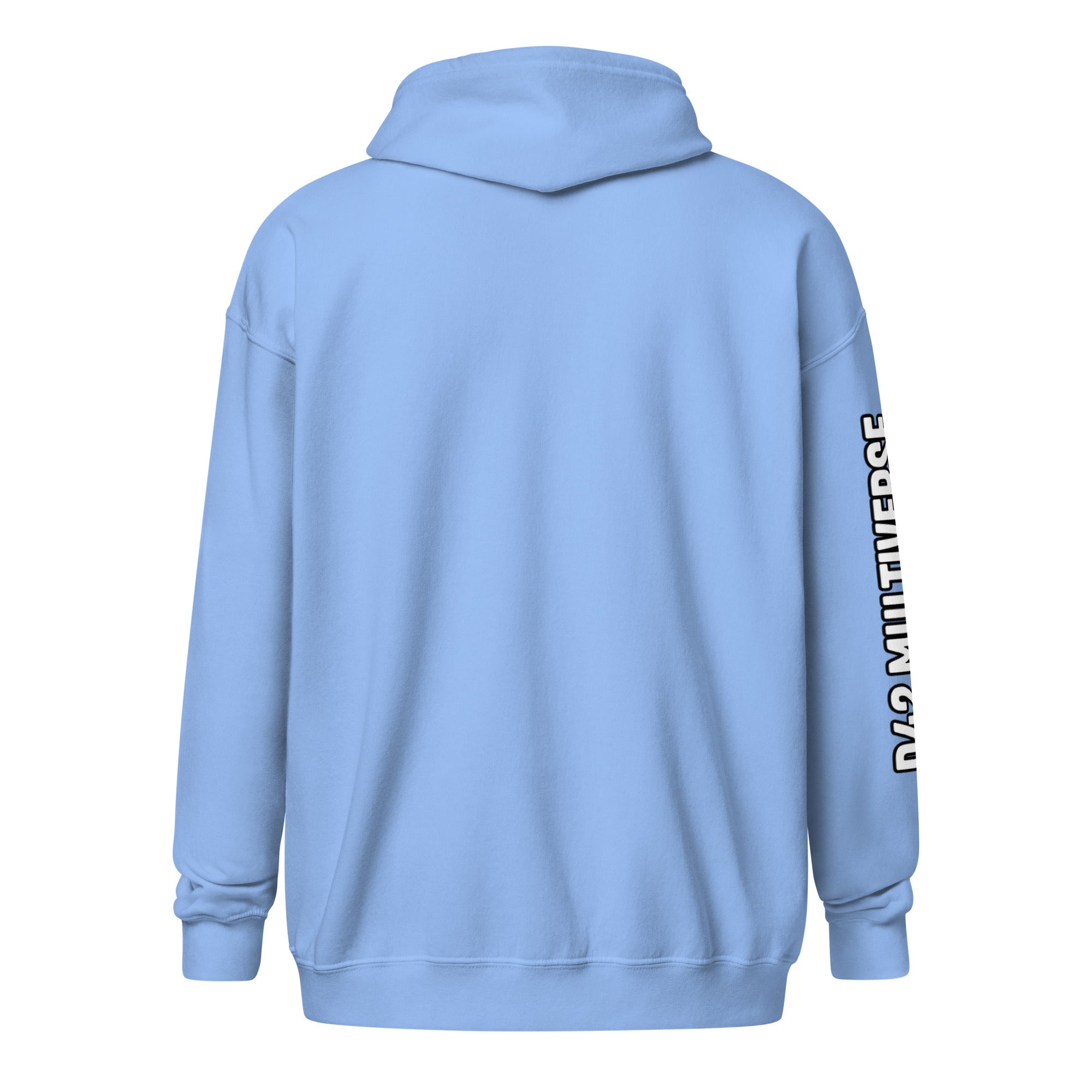 D42 Zip Hoodie – Hellblau, Frontansicht mit Sleeveprint | D42 Multiverse