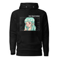 D42 Premium Hoodie mit großer Manga-inspirierter Illustration einer türkishaarigen Anime-Figur, das Anime Lolligirl, und D42 Multiverse Schriftzug auf der Vorderseite schwarz 